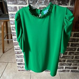 CeCe Green Puffy Sleeve Women’s Blouse. Size Large. NWT.